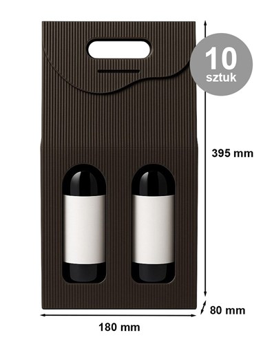 Pudełka karbowane czarne na 2 wina 180x80x395mm 10 sztuk
