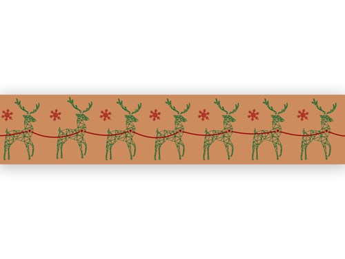Taśma Świąteczna Papierowa Jelonek Zielony 48mm/50