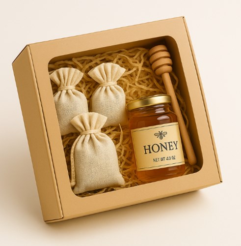 Pudełko prezentowe z okienkiem EKO 250x200x50mm brązowe