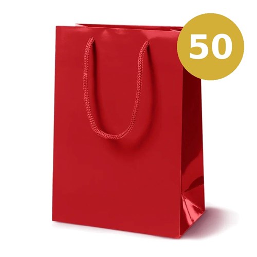 Torba Papierowa Laminowana Czerwona 170×70×250 mm 50 sztuk