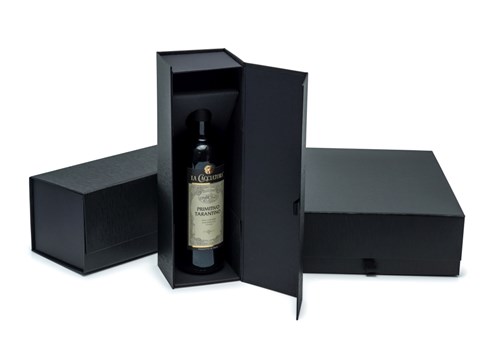 Pudełko czarne na 3 wina 340x290x95mm (zewn.) na magnes