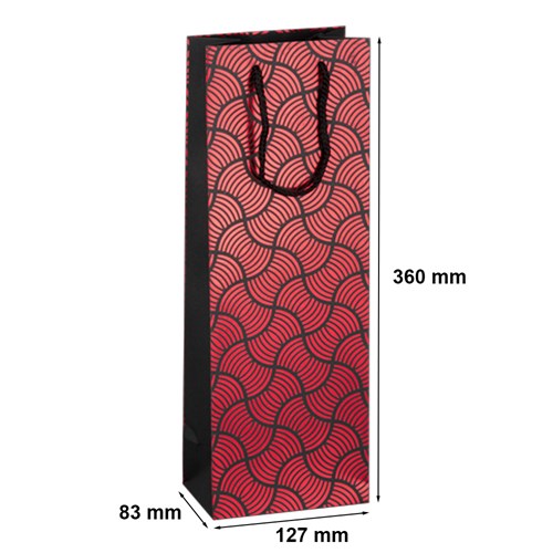 Efektowna torba na wino czarno-bordowa