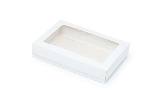 Pudełko ozdobne płaskie białe 260x180x50mm z oknem
