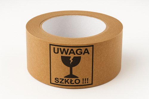 Taśma Papierowa samoprzylepna Uwaga Szkło 50mm/50m