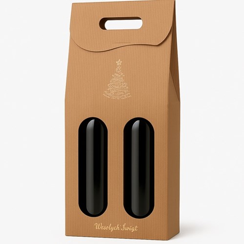 Karton Świąteczny karbowany na 2 wina 180x85x335mm