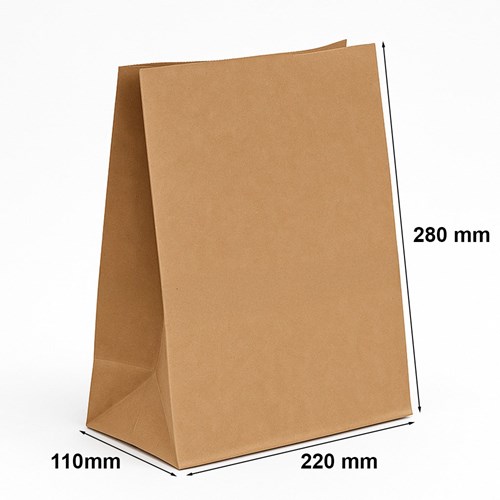 Torba papierowa KLOCKOWA 220x110x280 / BRĄZOWA