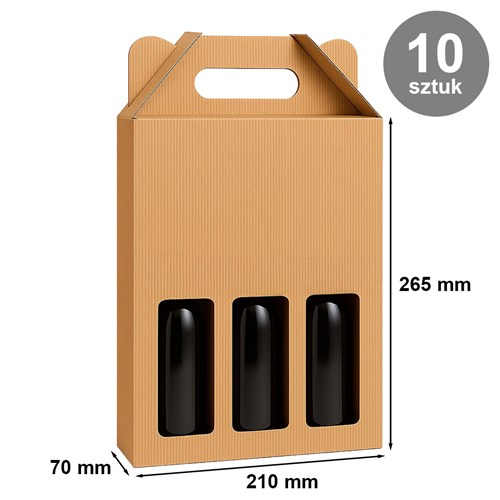 Pudełka karbowane ozdobne na 3 piwa 210x70x265mm 10szt