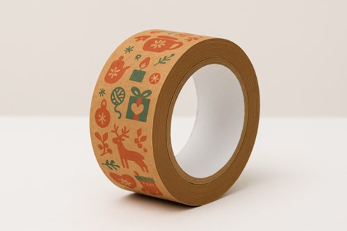 Taśma Świąteczna Papierowa Kraft 48mm/50mb