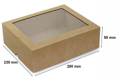 Pudełko karbowane wieczkowe 280x230x90mm z oknem