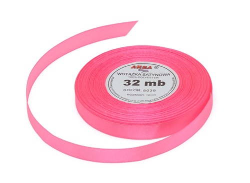 Wstążka satynowa 25mm różowa 32m WS8039