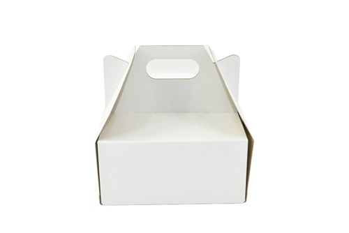 Karton Pudełko na Tort Ciasto 26x26x12 cm Biały z rączką