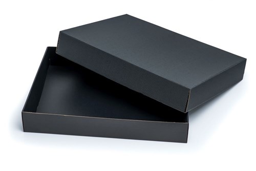 Pudełka karbowane czarne wieczkowe 450x350x70mm 10szt