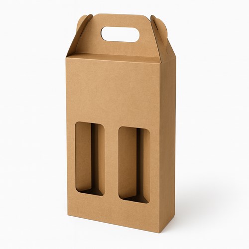 Karton wykrojnikowy z oknem i uchwytem 140x68x258mm na 2 piwa F217