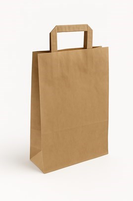 Torba papierowa z uchwytem płaskim 180x80x220 / Brązowa / - 250 sztuk