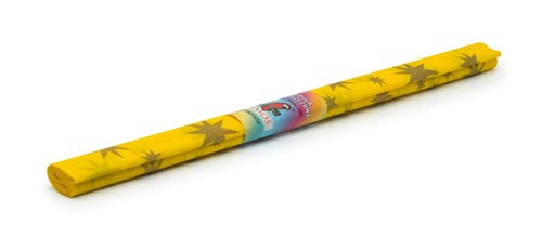 Bibuła Marszczona 50x200cm Żółta w Złote Gwiazdy