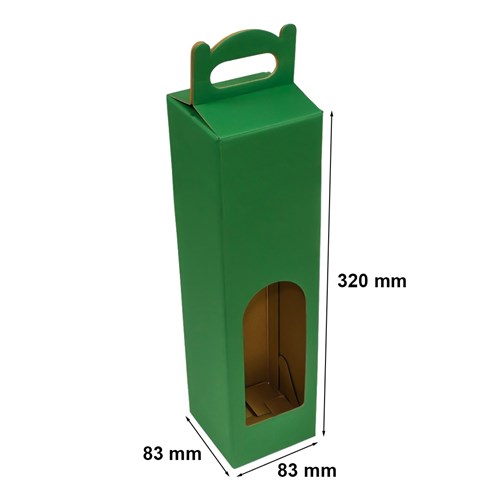 Pudełko na wino z oknem zielone 83x83x320mm F217