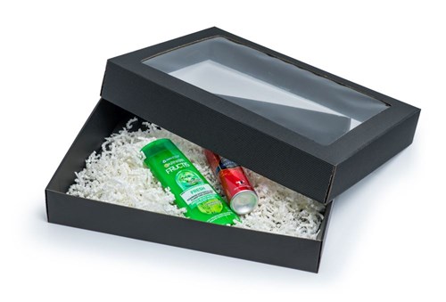 Pudełko karbowane czarne 450x350x70mm z oknem