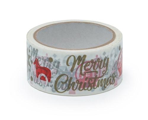 Taśma Świąteczna "Merry Christmas" Złoto-Czerwona 45mm/50m