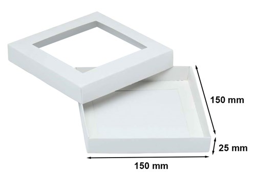 Pudełko ozdobne białe 150x150x25mm z oknem