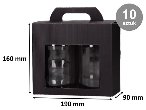 Pudełka karbowane czarne na 2 słoiki 0,9l 190x90x160mm 10szt