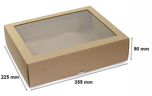 Pudełko karbowane wieczkowe 355x225x90mm z oknem