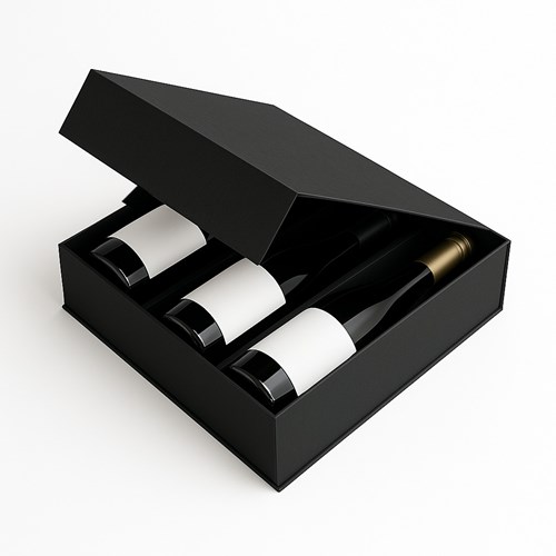 Pudełko czarne na 3 wina 340x290x95mm (zewn.) na magnes