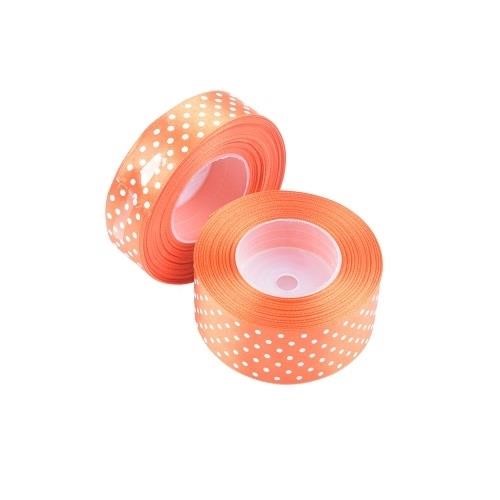 Wstążka satynowa kropki 12mm pomar. 22m WSK6030