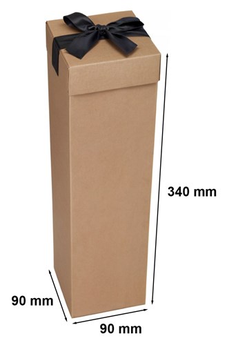 Pudełko K-867 EKO brązowe na wino kokarda Czarna