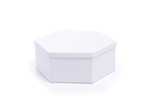 Białe sześciokątne pudełko ozdobne na prezent 355 x 310 x 125 mm
