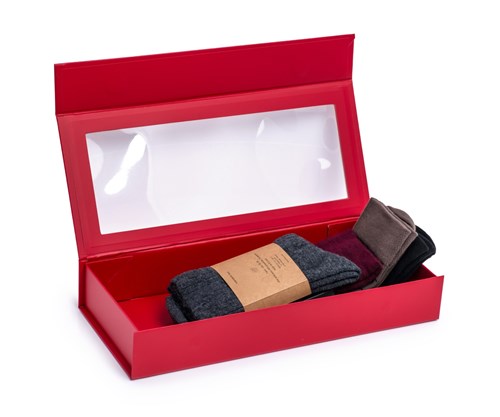 Pudełko Magnetyczne  Czerwone Z Okienkiem 345x150x55mm F2 Prezentowe