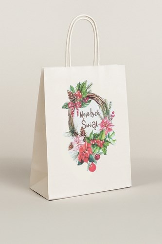 Torba Świąteczna Papierowa Wianek 240x100x340
