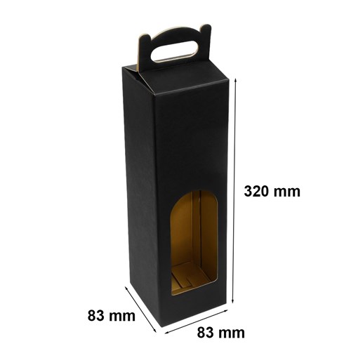 Pudełko na wino z oknem czarne 83x83x320mm F217