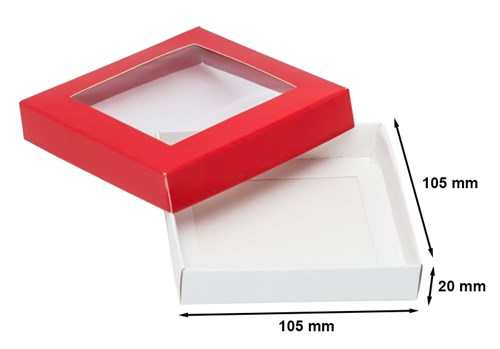 Pudełko ozdobne czerwone 105x105x20mm z oknem