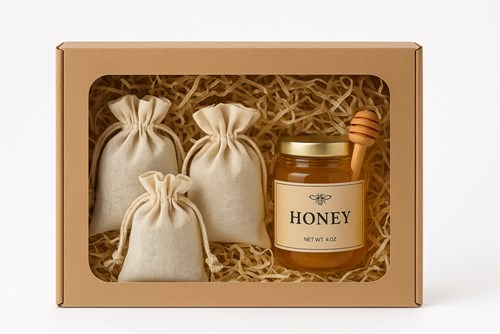 Pudełko prezentowe z okienkiem EKO 250x200x50mm brązowe