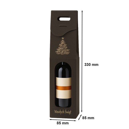 Karton Świąteczny karbowany na wino 85x85x330mm Czarny