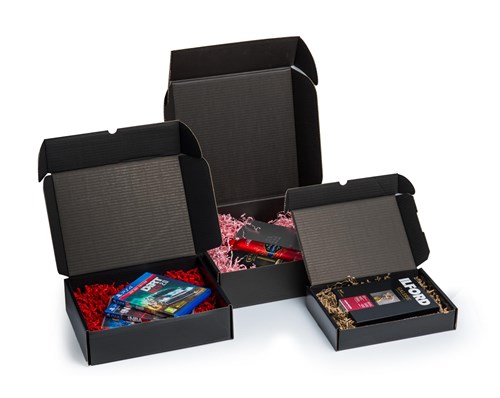 Pudełko ozdobne na prezent czarne 250x180x50mm skrytka A