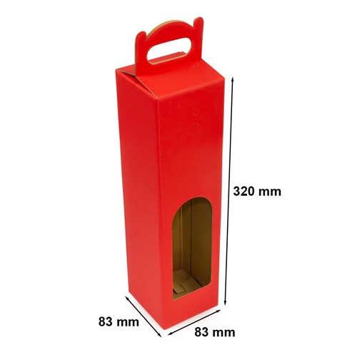 Pudełko na wino z oknem czerwone 83x83x320mm F217