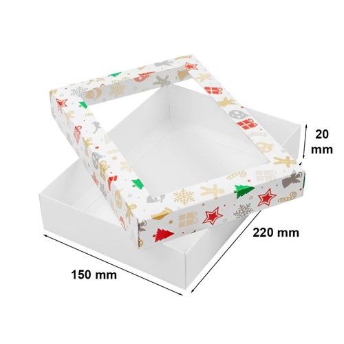 Pudełko ozdobne z oknem prezenty 220x150x20mm