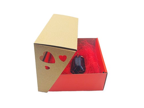 Pudełko ozdobne z wieczkiem EKO SERCE CZERWONE 200x200x100mm