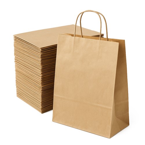Pakiet - Torba papierowa na prezent 240x100x320 BRĄZOWA GŁADKA 10 szt