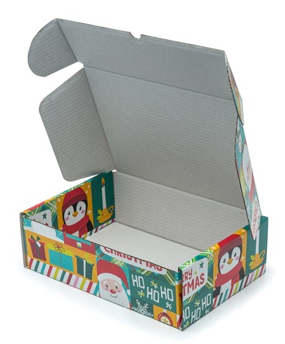 Pudełko świąteczne z nadrukiem 310x220x98mm Pingwin F427