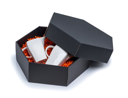 Pudełko karbowane czarne 6-kątne 380x380x90mm