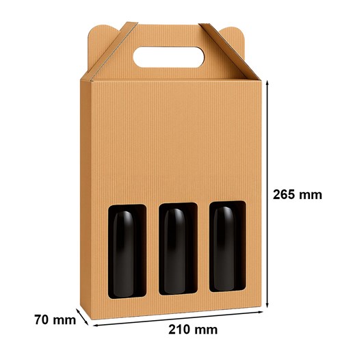 Pudełko karbowane na 3 piwa 210x70x265mm