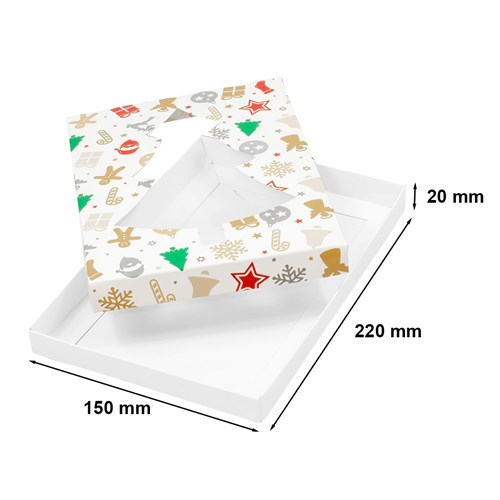 Pudełko ozdobne choinka/prezenty 220x150x20mm