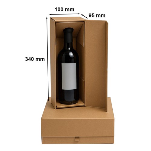Pudełko na 1 wino KRAFT z magnesem 340x100x95mm (zewn.)