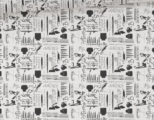 Papier ozdobny SZARY KALIGRAFIA, 69cm/50m