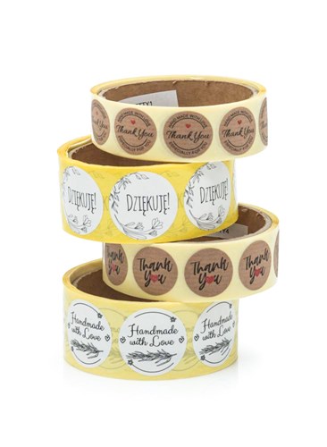 Naklejki okrągłe Białe Handmade with Love - wzór 8