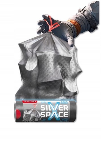 Ekologiczne worki Silver Space 120 l – szare, z taśmą, rolka 8 sztuk
