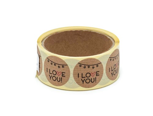 Naklejki okrągłe Kraft Fi35mm ILove You 2 - 200szt