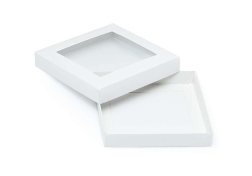 Pudełko ozdobne białe 150x150x25mm z oknem